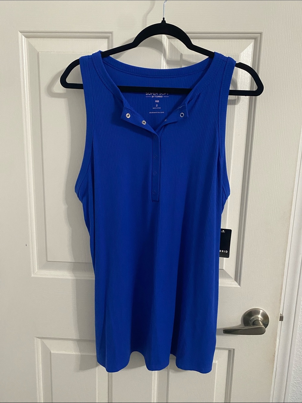 torrid Ribbed Henley Tank Top - Blue